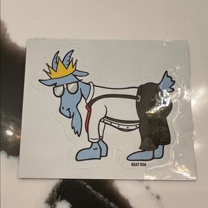 Cool Blue Goat Sticker with Crown